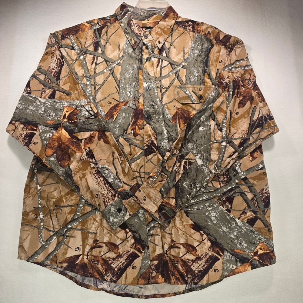 Outfitters Ridge Mens 2XL Camo Hunting Shirt Fusion 3-D Cotton Button Up